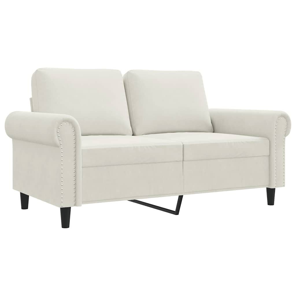 vidaXL Tweezitsbank 120 cm fluweel crèmekleurig