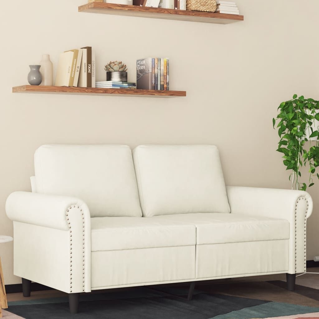 vidaXL Tweezitsbank 120 cm fluweel crèmekleurig