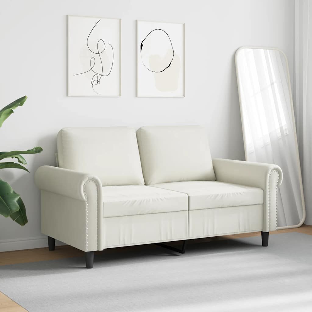 vidaXL Tweezitsbank 120 cm fluweel crèmekleurig