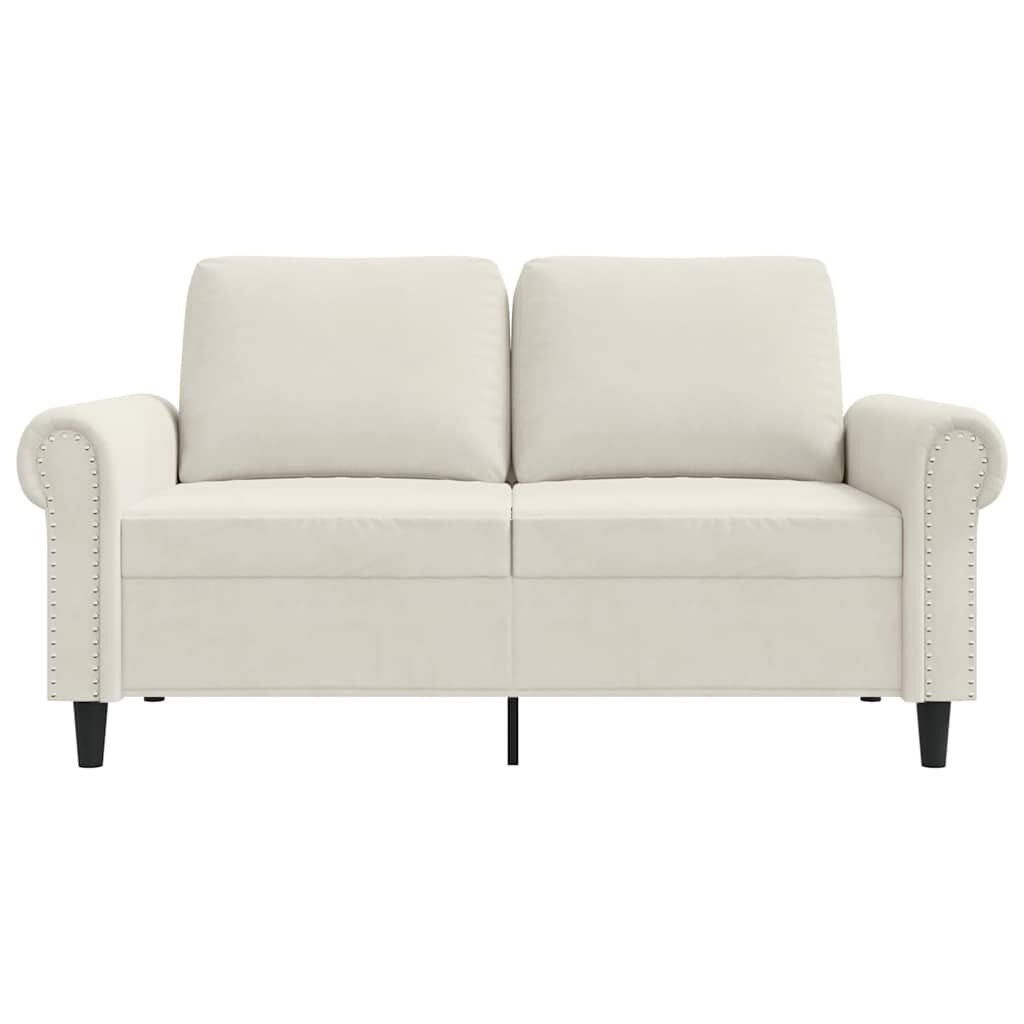 vidaXL Tweezitsbank 120 cm fluweel crèmekleurig