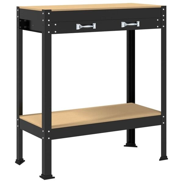 vidaXL Werkbanken met lade Zwart 81 x 41 x 145 cm Bewerkt hout
