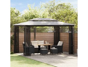 vidaXL Prieel met netten 300x400x265 cm antracietkleurig