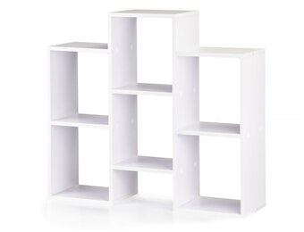 Modern houten boekenkast - 7 opbergvakken - wit