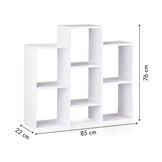 Vakkenkast Wit 7 Vakken (85x22x76 cm) - Houten Boekenkast | 36% Korting