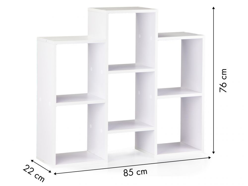 Vakkenkast Wit 7 Vakken (85x22x76 cm) - Houten Boekenkast | 36% Korting