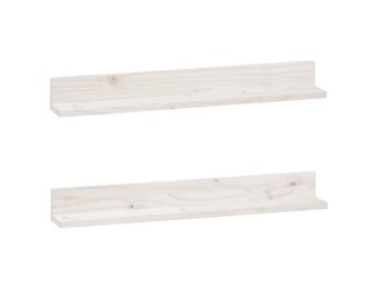 vidaXL Wandkasten 2 st 80x11x9 cm massief grenenhout wit