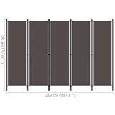 vidaXL Kamerscherm met 5 panelen 250x180 cm antraciet