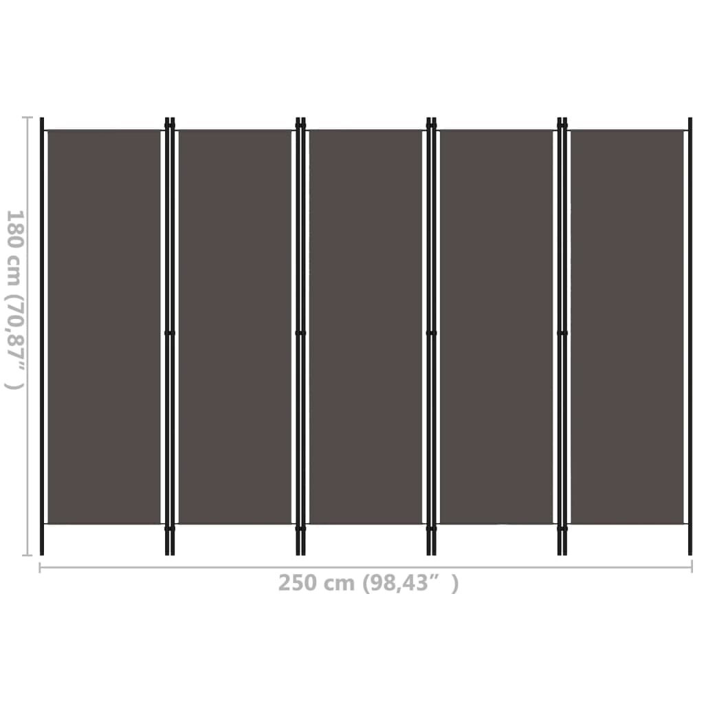 vidaXL Kamerscherm met 5 panelen 250x180 cm antraciet
