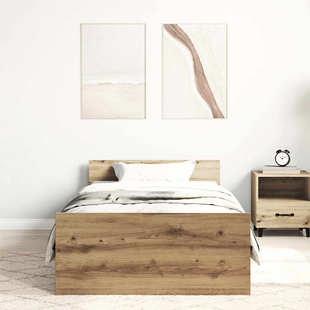 vidaXL Bedframe zonder matras spaanplaat artisanaal eikenkleurig