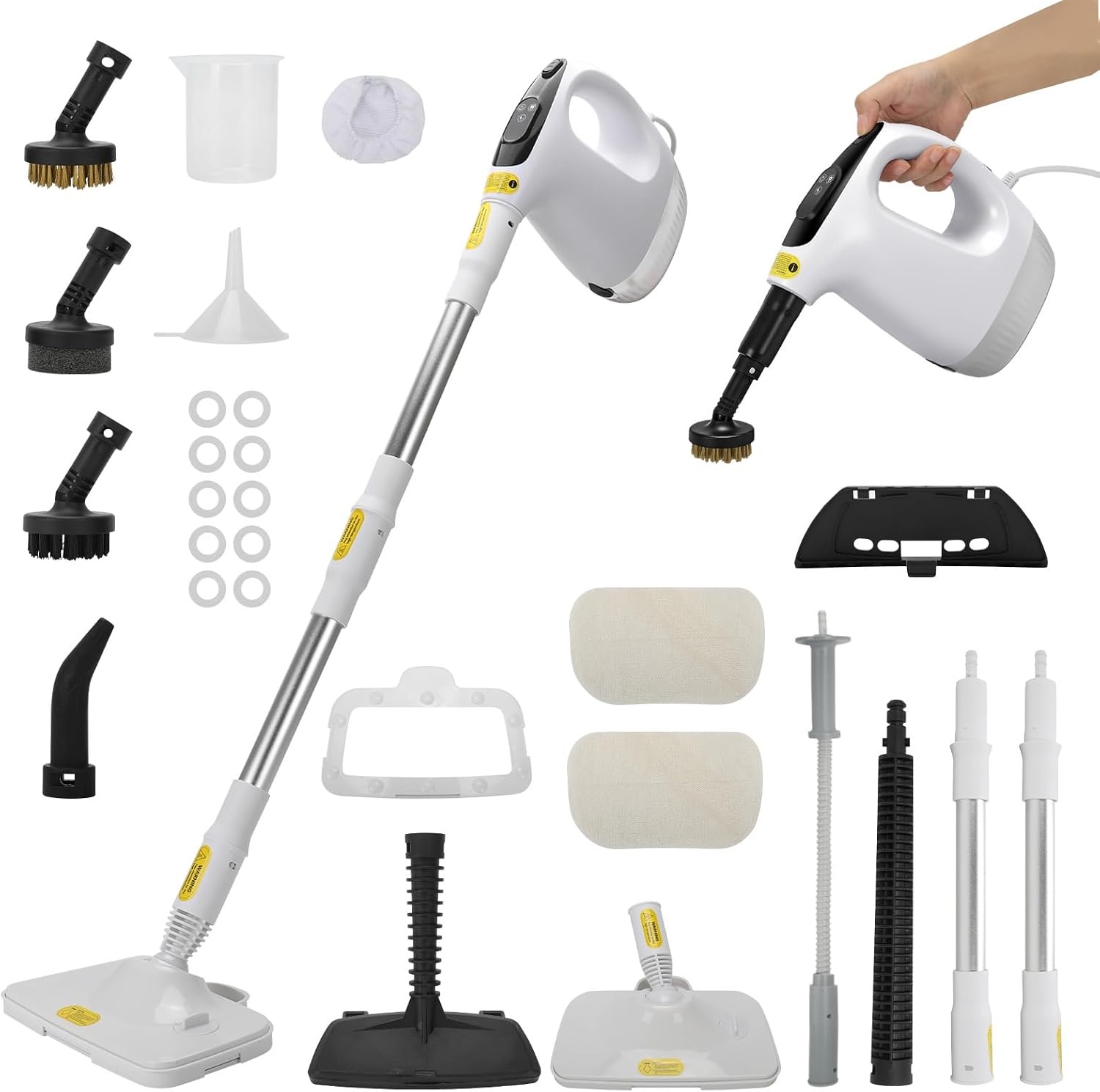 Roadtime Handstoomreiniger, 1200 W, 500 ml, multifunctionele stoomreiniger met 9 accessoires, 120 °C chemicaliënvrije stoomreiniger met handapparaat, 15 s opwarmtijd, 3 stoomstanden, reiniging van