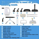 Roadtime Handstoomreiniger, 1200 W, 500 ml, multifunctionele stoomreiniger met 9 accessoires, 120 °C chemicaliënvrije stoomreiniger met handapparaat, 15 s opwarmtijd, 3 stoomstanden, reiniging van