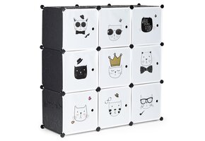 Speelgoedkast met 9 vakken | Katjes design | Zwart Wit | 110x110x37 cm | 49% korting