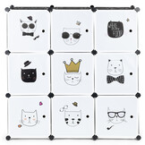 Speelgoedkast - 110x110x37 cm - 9 Deuren - zwart,wit - katjes