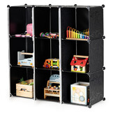 Speelgoedkast - 110x110x37 cm - 9 Deuren - zwart,wit - katjes