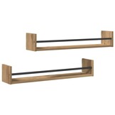 vidaXL Wandplank 2 pcs artisanaal eikenkleurig 80 x 16 x 14 cm