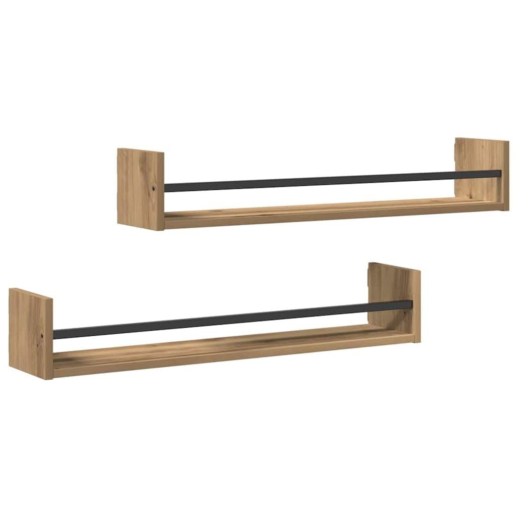 vidaXL Wandplank 2 pcs artisanaal eikenkleurig 80 x 16 x 14 cm