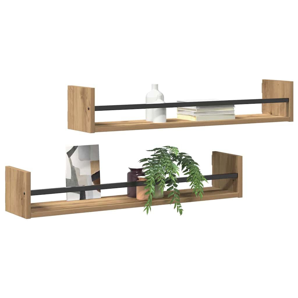 vidaXL Wandplank 2 pcs artisanaal eikenkleurig 80 x 16 x 14 cm
