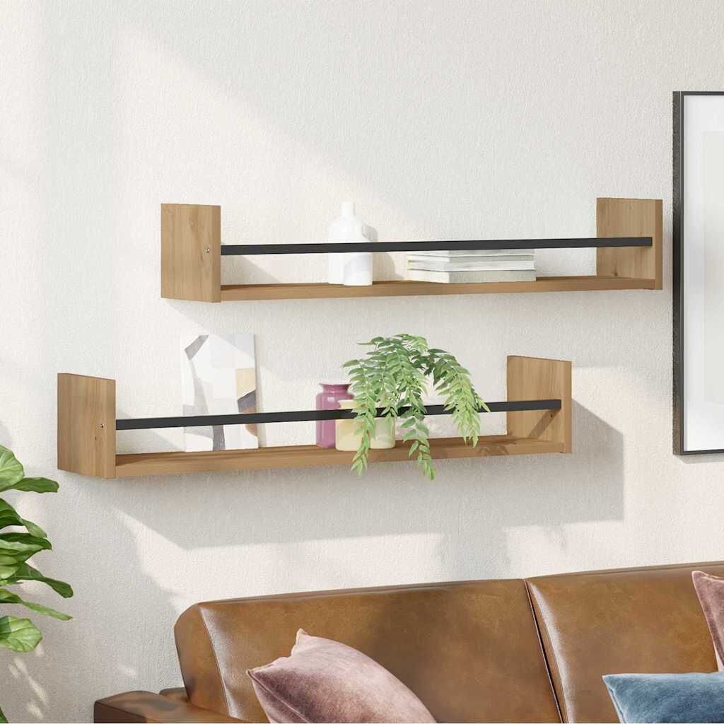 vidaXL Wandplank 2 pcs artisanaal eikenkleurig 80 x 16 x 14 cm