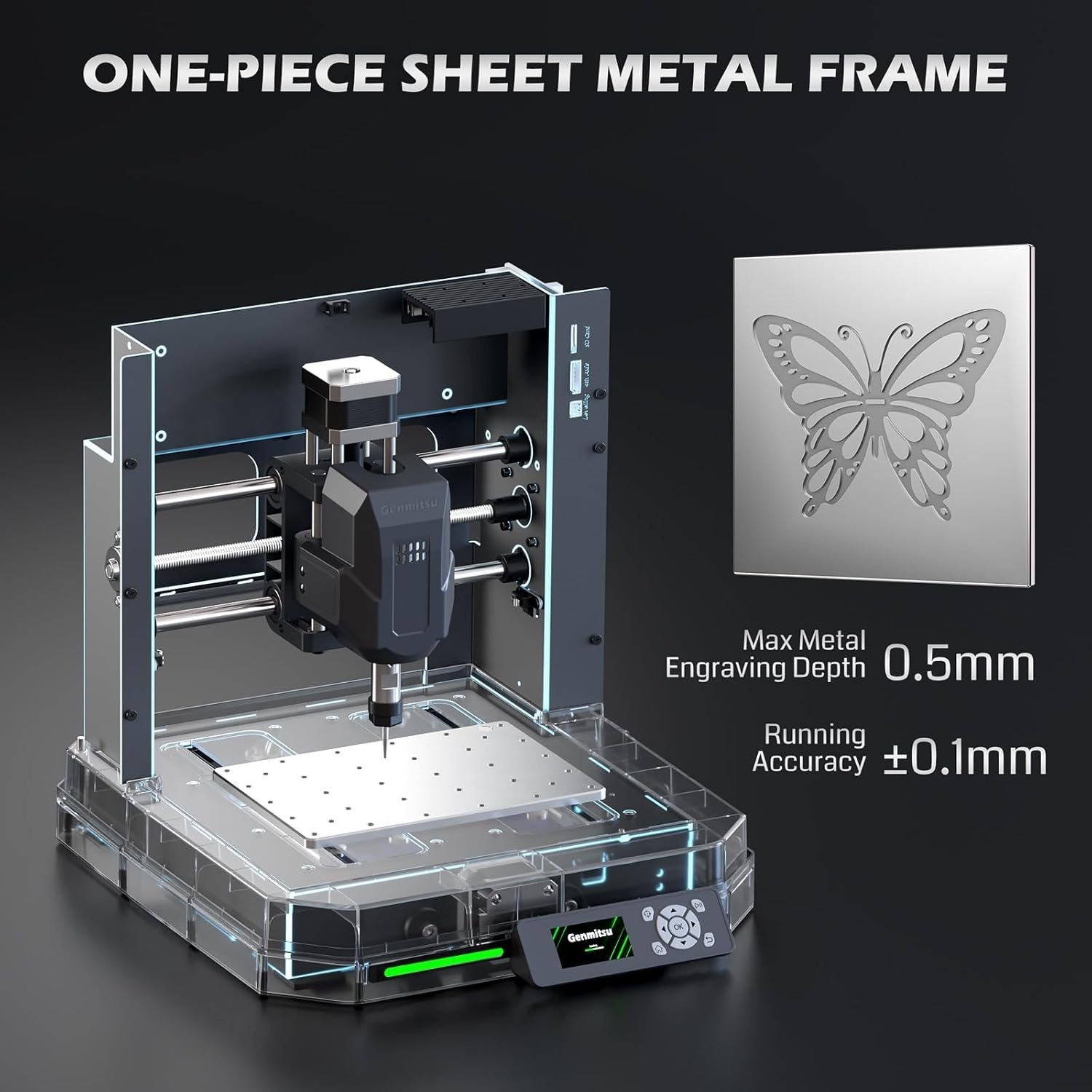 Genmitsu Cubiko CNC-freesmachine, gereedschapskalibratie met één druk op de knop, slimme hoogtekaartmeting voor PCB-frezen, geschikt voor zacht metaal, hout, acryl, MDF, wifi- en app-ondersteuning