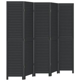 vidaXL Kamerscherm met 5 panelen massief paulowniahout zwart