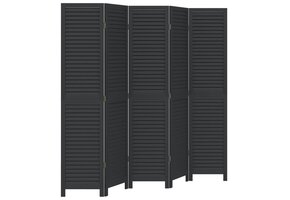 Kamerscherm met 5 panelen - Paulowniahout Zwart - 41% Korting
