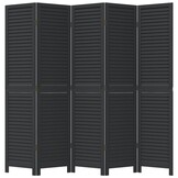 vidaXL Kamerscherm met 5 panelen massief paulowniahout zwart