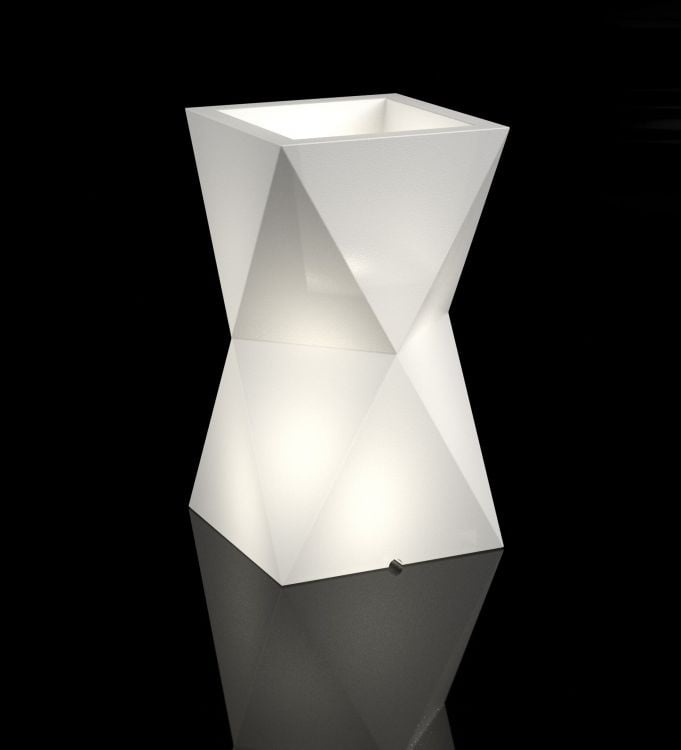 Hoge Bloempot VALENCIA Wit 70cm - Binnen/Buiten met LED (63% Korting)