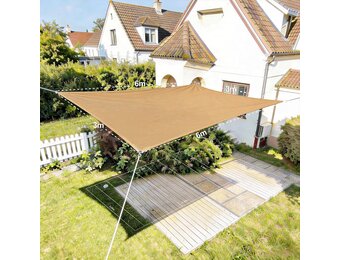 HAIKUS Rechthoekig schaduwzeil 3 x 6 m, ademend HDPE schaduwzeil (185 g/m²), rechthoekig schaduwnet, 6 x 3 m, met uv-bescherming voor terras, tuin, terras, buiten, 3 x 6 m, zandkleurig