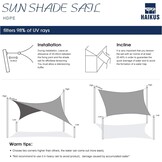 HAIKUS Rechthoekig schaduwzeil 3 x 6 m, ademend HDPE schaduwzeil (185 g/m²), rechthoekig schaduwnet, 6 x 3 m, met uv-bescherming voor terras, tuin, terras, buiten, 3 x 6 m, zandkleurig