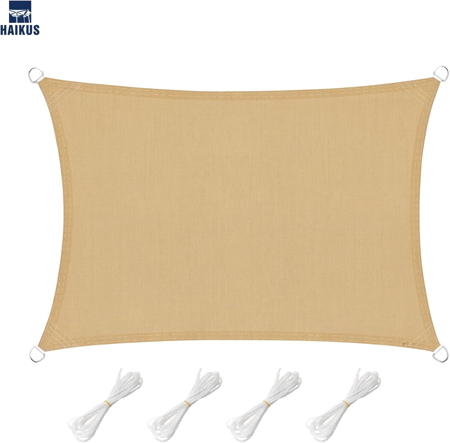 HAIKUS Rechthoekig schaduwzeil 3 x 6 m, ademend HDPE schaduwzeil (185 g/m²), rechthoekig schaduwnet, 6 x 3 m, met uv-bescherming voor terras, tuin, terras, buiten, 3 x 6 m, zandkleurig