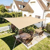 HAIKUS Rechthoekig schaduwzeil 3 x 6 m, ademend HDPE schaduwzeil (185 g/m²), rechthoekig schaduwnet, 6 x 3 m, met uv-bescherming voor terras, tuin, terras, buiten, 3 x 6 m, zandkleurig