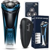 Amurhey Elektrisch scheerapparaat voor heren, met 3 reservekoppen, nat en droog scheerapparaat, met pop-up trimmer, 99 minuten accuduur, baardtrimmer, led-display, reisetui