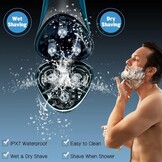 Amurhey Elektrisch scheerapparaat voor heren, met 3 reservekoppen, nat en droog scheerapparaat, met pop-up trimmer, 99 minuten accuduur, baardtrimmer, led-display, reisetui