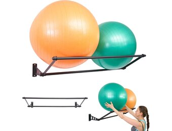 Sportbalhouder | Ruimte Netjes Maken | Gemonteerde Balhouder | Yogabalhouder | Sportbal Muurbevestiging | Fitnessbalhouder | Stabiliteitsbalhouder | Voor Sportscholen, Studios, Thuisgyms | Mat Zwart