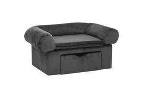 Hondenbank met Lade 75x50x38 cm Pluche Donkergrijs - 56% Korting!