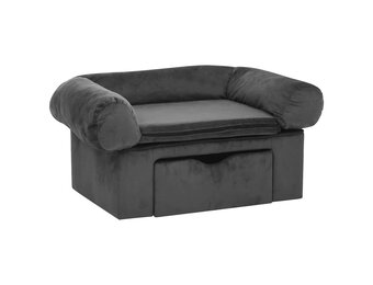 vidaXL Hondenbank met lade 75x50x38 cm pluche donkergrijs