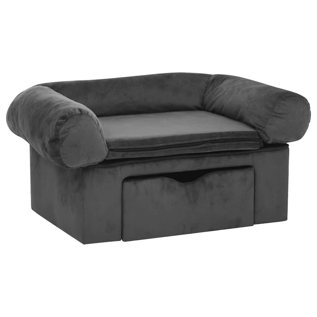 Hondenbank met lade 75x50x38 cm Pluche Donkergrijs - 61% Korting!