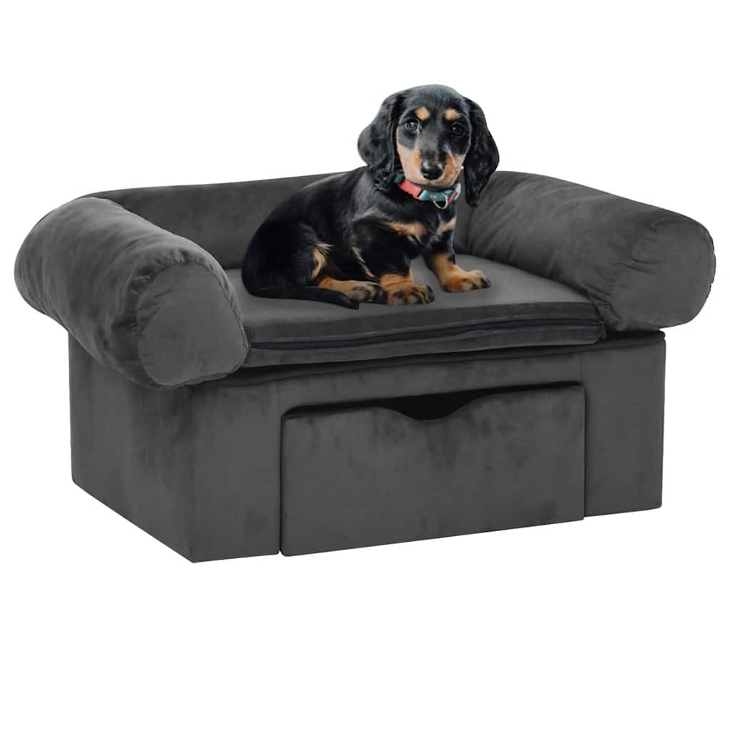Hondenbank met lade 75x50x38 cm Pluche Donkergrijs - 61% Korting!
