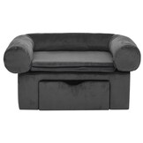 Hondenbank met lade 75x50x38 cm Pluche Donkergrijs - 61% Korting!