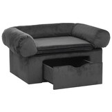Hondenbank met lade 75x50x38 cm Pluche Donkergrijs - 61% Korting!