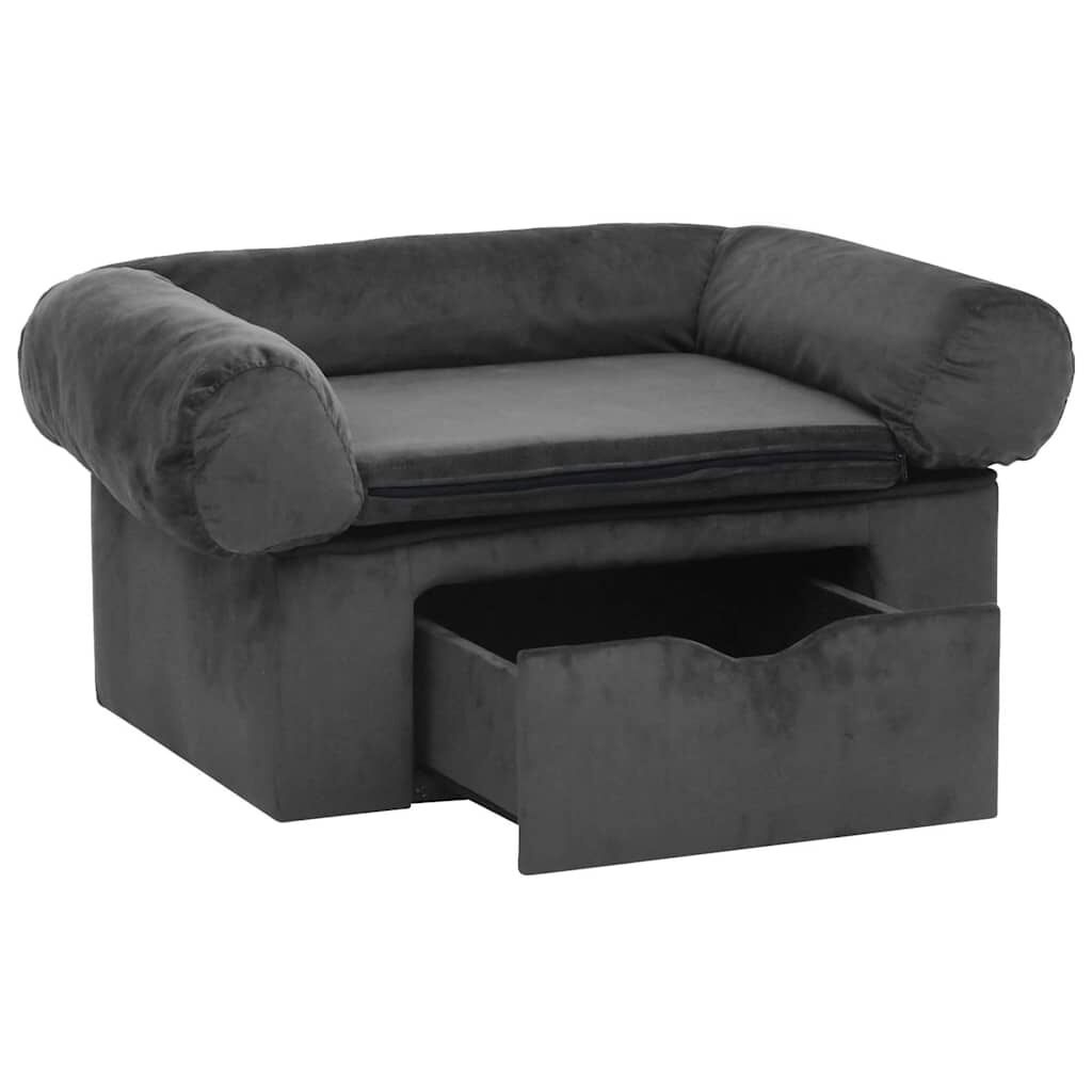 Hondenbank met lade 75x50x38 cm Pluche Donkergrijs - 61% Korting!