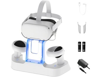 NexiGo Oplaadstation voor Oculus Quest 2 - Wit met LED-verlichting en Accu's