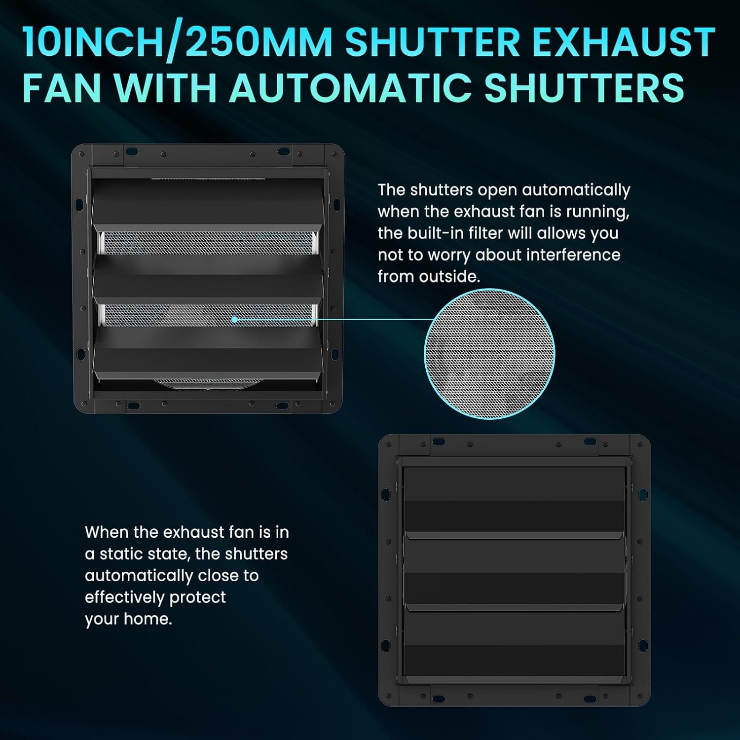 HG Power Industriële Afzuigventilator 250mm - Zwart - Wandventilator met Snelheidsregelaar