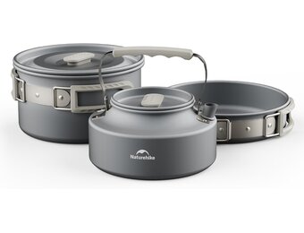 Naturehike 2-4 & 4-7 Personen Camping Kookgerei Mess Kit, Non Stick Lichtgewicht Potten Set, Draagbare Outdoor Kookgerei voor Kamperen, Backpacken, Wandelen, Buiten Koken en Picknick