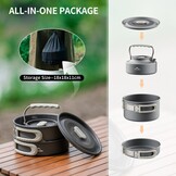 Naturehike 2-4 & 4-7 Personen Camping Kookgerei Mess Kit, Non Stick Lichtgewicht Potten Set, Draagbare Outdoor Kookgerei voor Kamperen, Backpacken, Wandelen, Buiten Koken en Picknick