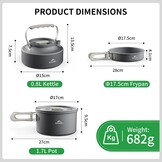 Naturehike 2-4 & 4-7 Personen Camping Kookgerei Mess Kit, Non Stick Lichtgewicht Potten Set, Draagbare Outdoor Kookgerei voor Kamperen, Backpacken, Wandelen, Buiten Koken en Picknick
