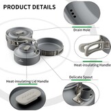 Naturehike 2-4 & 4-7 Personen Camping Kookgerei Mess Kit, Non Stick Lichtgewicht Potten Set, Draagbare Outdoor Kookgerei voor Kamperen, Backpacken, Wandelen, Buiten Koken en Picknick