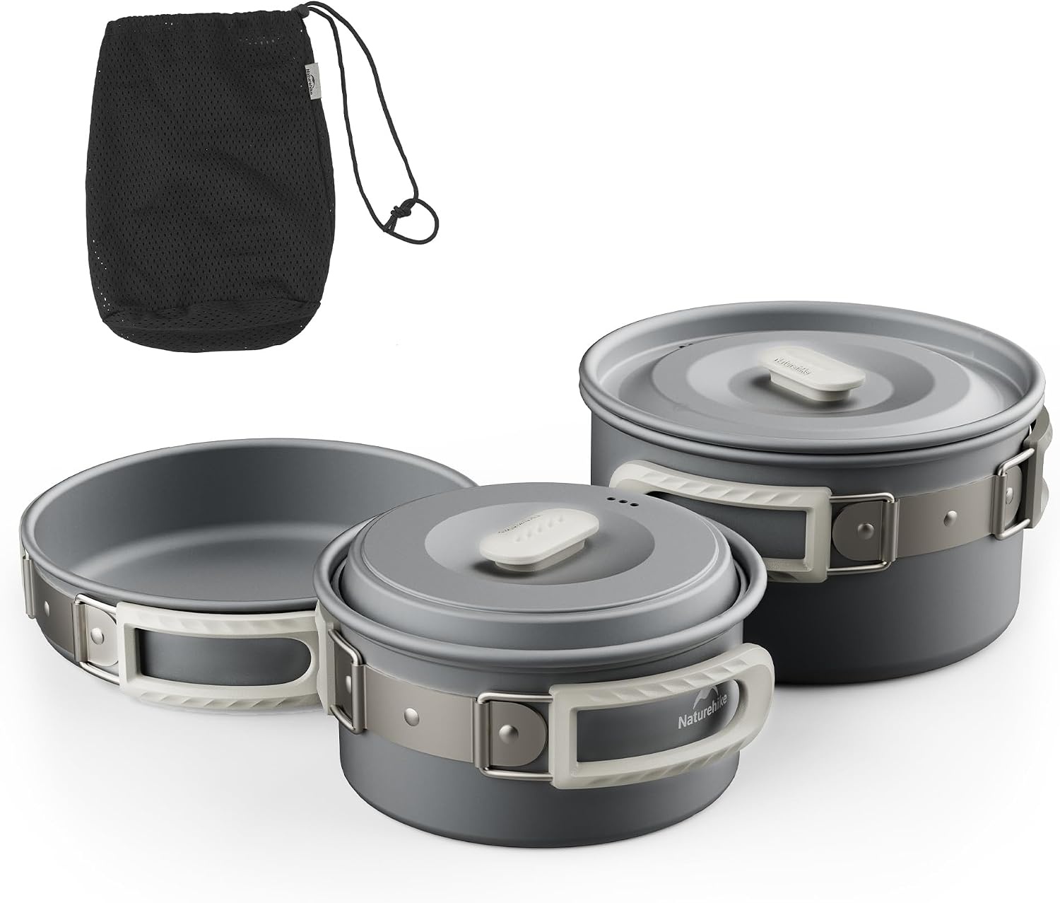Naturehike 2-4 & 4-7 Personen Camping Kookgerei Mess Kit, Non Stick Lichtgewicht Potten Set, Draagbare Outdoor Kookgerei voor Kamperen, Backpacken, Wandelen, Buiten Koken en Picknick
