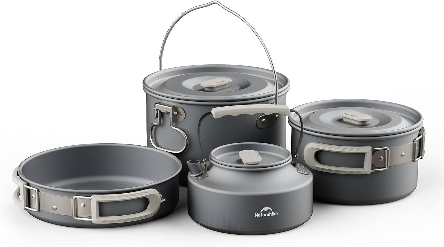 Naturehike 2-4 & 4-7 Personen Camping Kookgerei Mess Kit, Non Stick Lichtgewicht Potten Set, Draagbare Outdoor Kookgerei voor Kamperen, Backpacken, Wandelen, Buiten Koken en Picknick