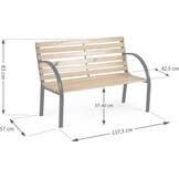 Parkbank met rugleuning 117,5 x 83 x 57 cm klassiek - gepoedercoat